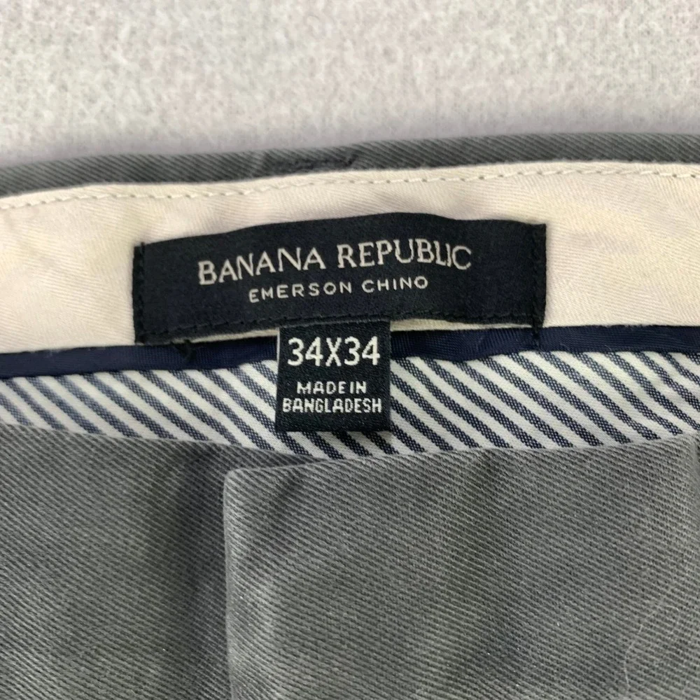 Banana Republic Emerson Chino Pants Mens 34x34 Gray Casual Cotton Straight Leg
